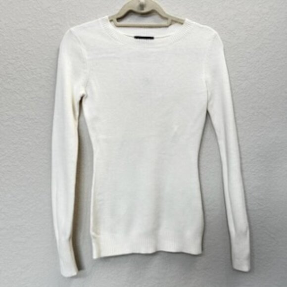 NWT Express White Knit Long Sleeve Fitted Pullover Top Sweater - Picture 3 of 11